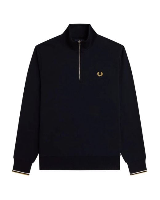 Felpa Con Mezza Zip di Fred Perry in Blue da Uomo