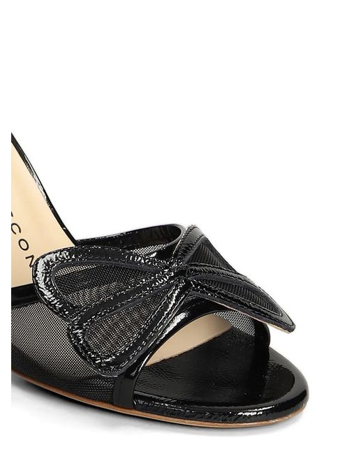 Fabio Rusconi Black Bow-Detail Mesh Mules