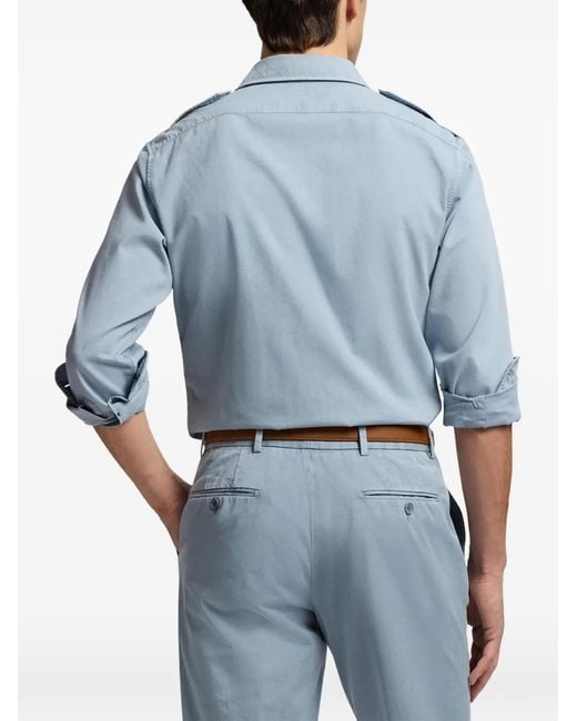 Ralph Lauren Blue Garment-Dyed Twill Shirt for men