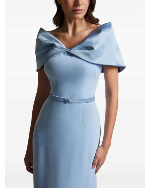 Cristallini Blue Belted Fluid Maxi Dress