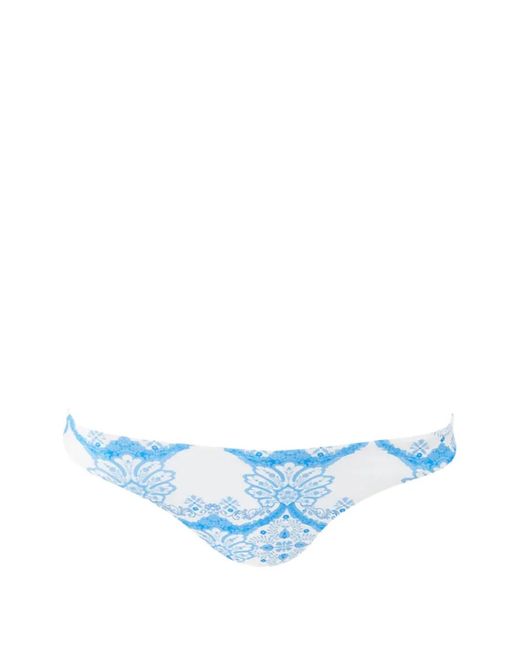Melissa Odabash Blue Liguria Floral-Print Bikini Bottoms