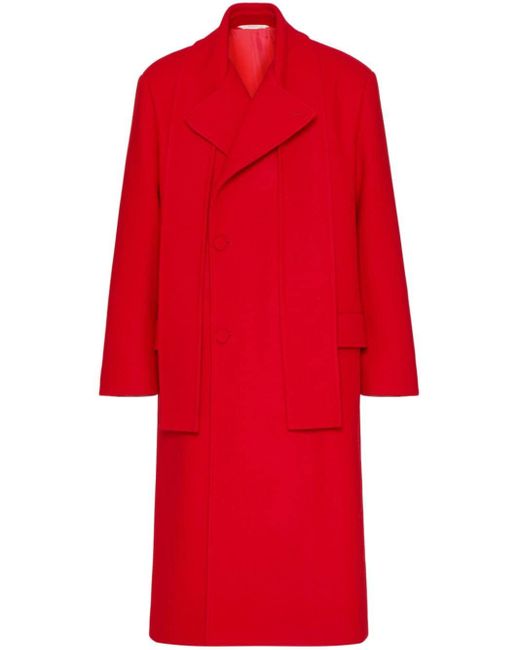 Valentino Garavani Red Scarf-collar Double-breasted Wool Coat for men