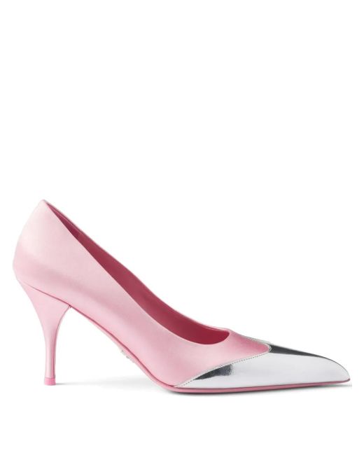 Prada Pink 85Mm Satin Pumps