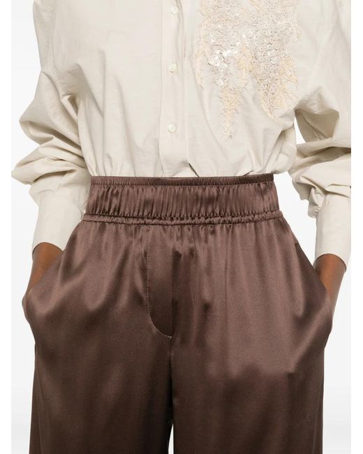 Brunello Cucinelli Brown Silk Trousers