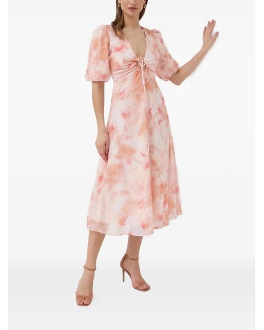 Bardot Pink V-Neck Midi Dress
