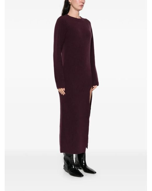 Laneus Purple Slit Ribbed Dress