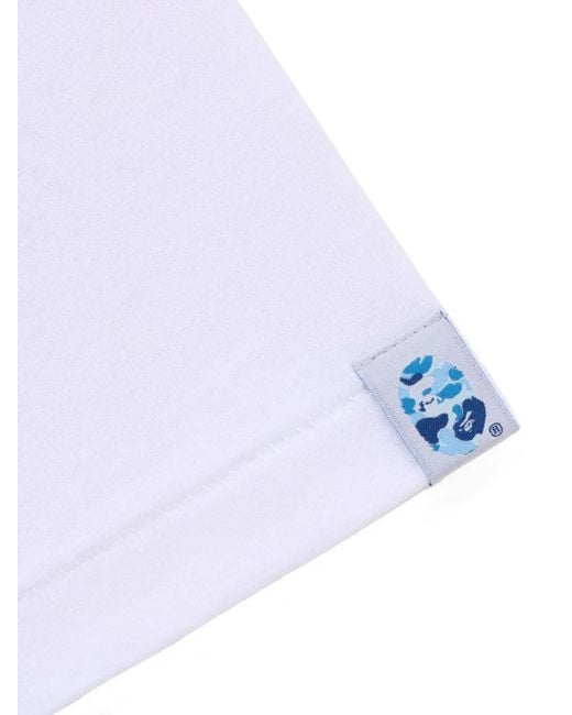 A Bathing Ape White Camo-Print Logo-Patch T-Shirt for men