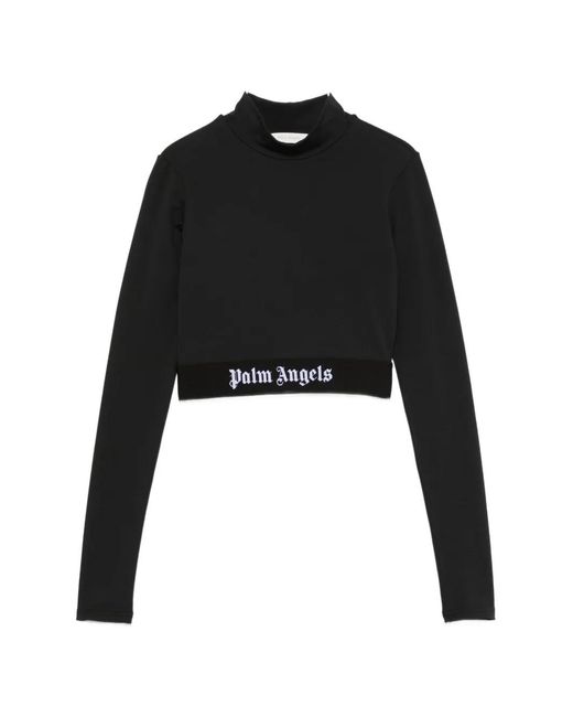 Palm Angels Black Logo-Detail Cropped Top