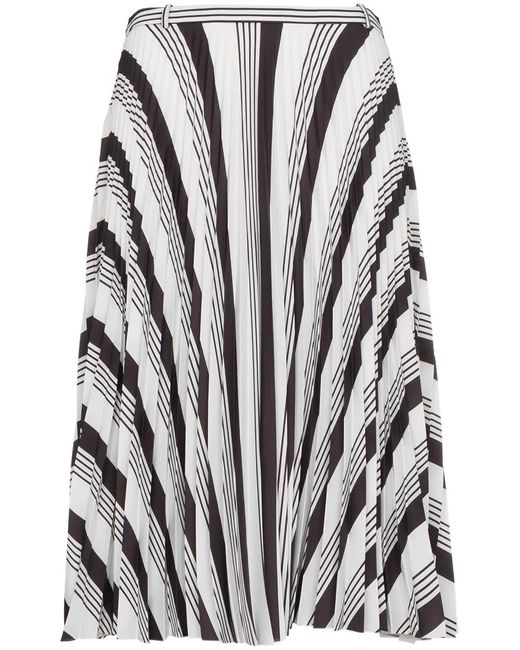 Balenciaga White Pleated Midi Skirt With Stripes