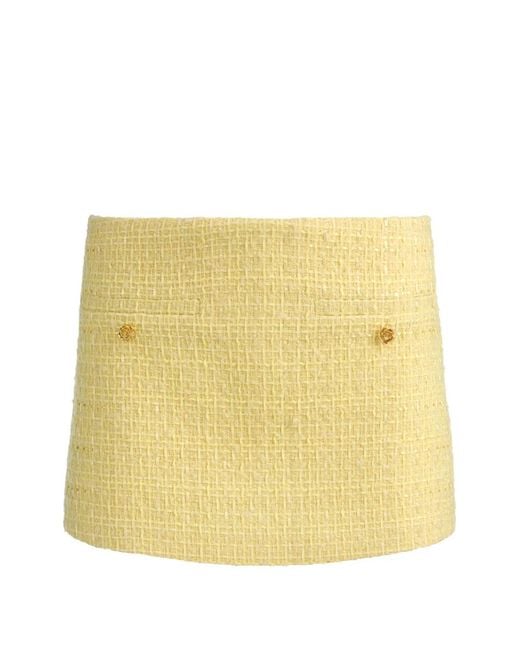 Alice + Olivia Yellow Mace Button-Embellishment Shorts