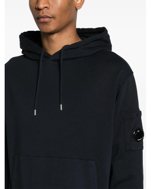 C P Company Blue Diagonal Fleece Cotton Hoodie for men