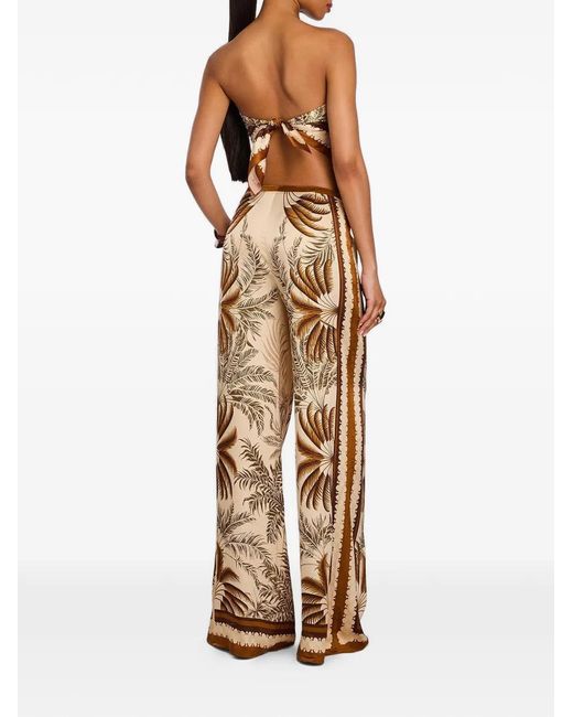 retroféte Natural Sunny Palm-Print Palazzo Pants