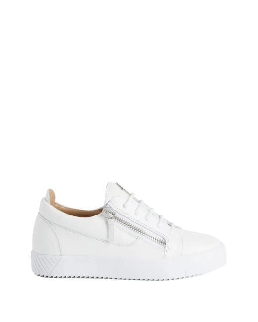Giuseppe Zanotti White Gail Lace-Up Zip-Detail Sneakers