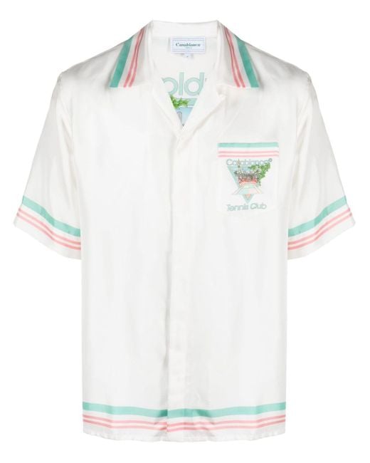 メンズ Casablancabrand Tennis Club Icon シルクシャツ White