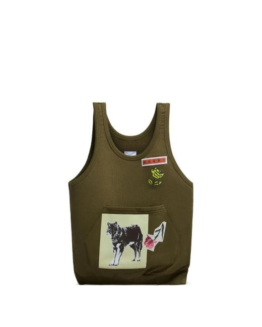 Borsa Tote Con Stampa Grafica di Marni in Green da Uomo
