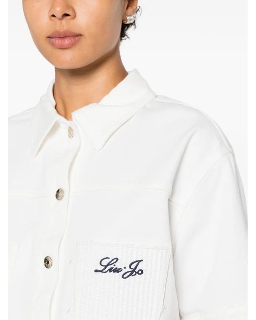 Liu Jo White Short-Sleeve Cropped Jacket