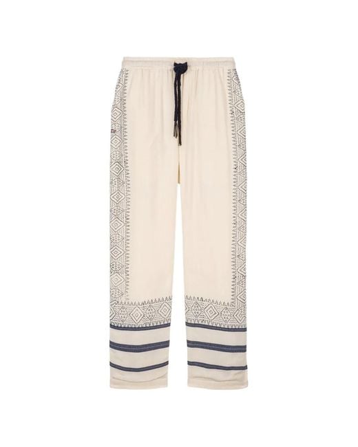 BAZISZT White Talilo Drawstring Trousers for men