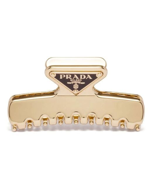 Prada Metallic Triangle Logo Hair Clip
