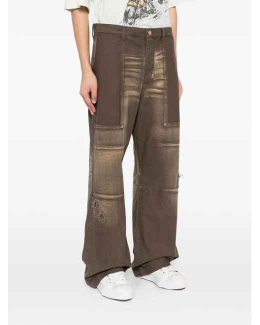 KAMIYA Brown Repaired Trousers for men
