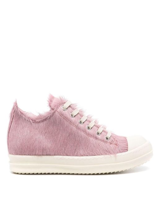 Rick Owens Pink Sneakers mit Faux Fur