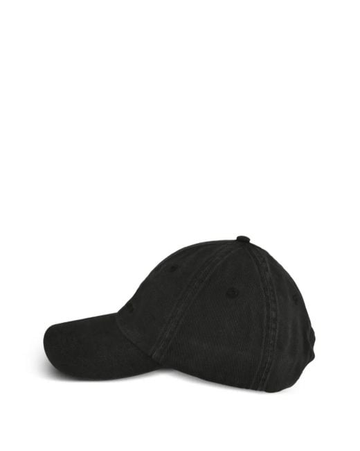 Stone Island Black Baseball Cap With Embroidered Logo for men