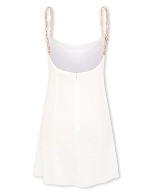 Rabanne White Chain-Strap Silk Minidress