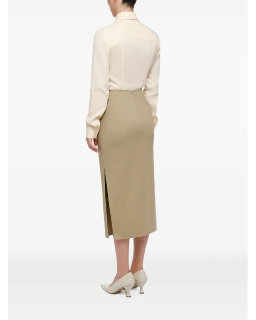 Anouki Natural Draped-Waist Midi Skirt
