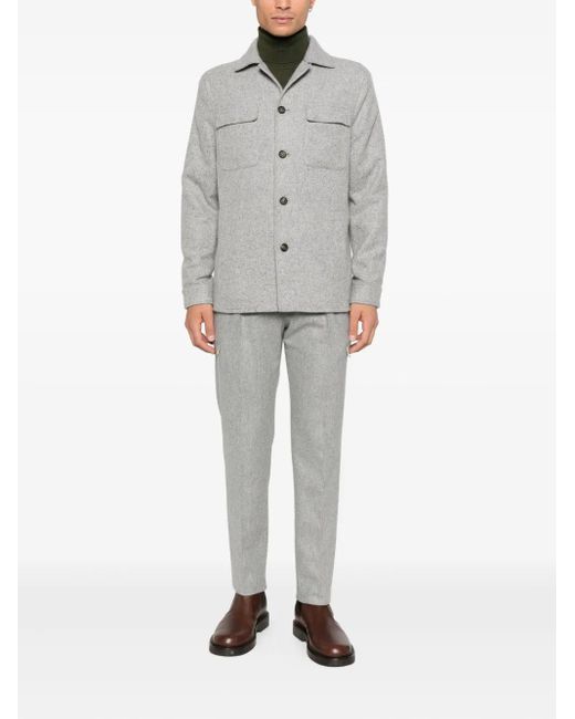 Eleventy Gray Pocket Button Overshirt for men