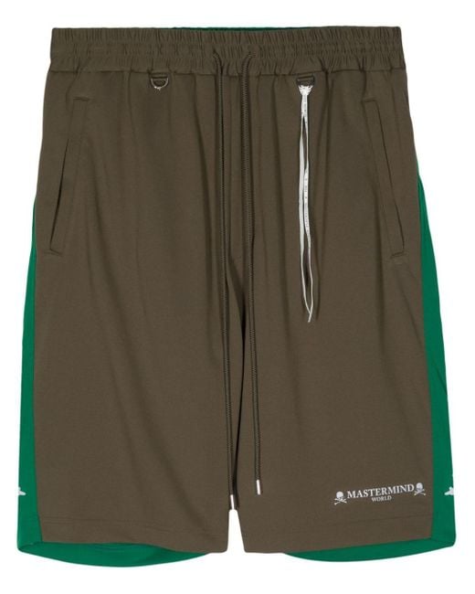MASTERMIND WORLD Green Colour-block Track Shorts for men
