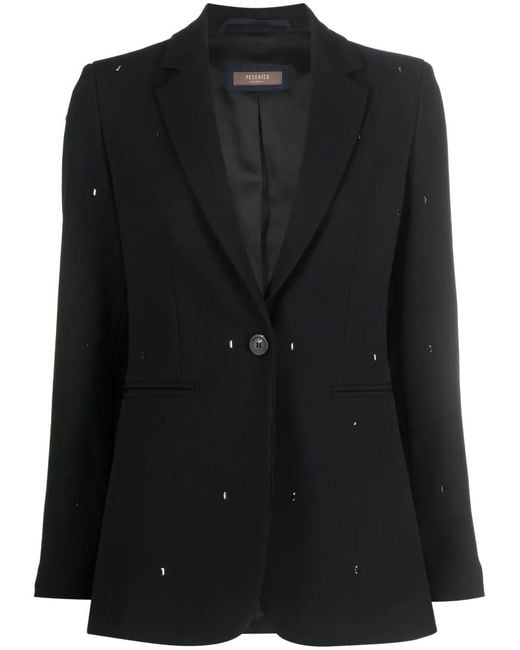 Peserico Black Crystal-Embellished Single-Breasted Blazer