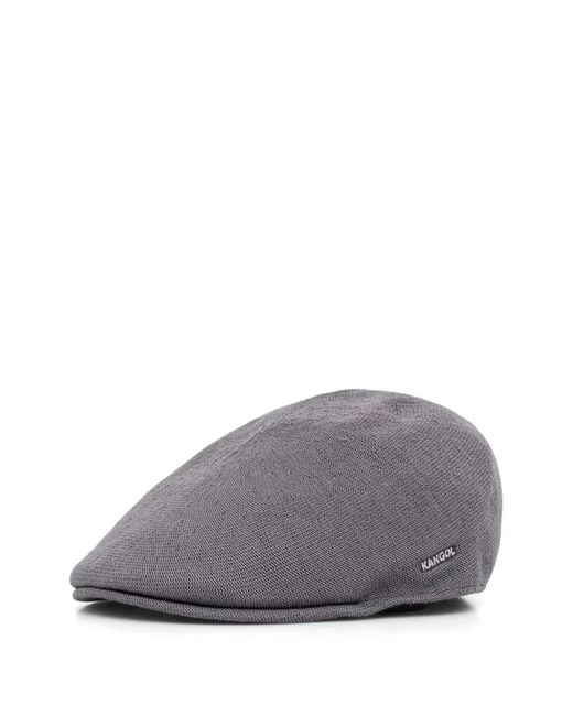 Kangol Gray Bamboo 507 Logo-Embroidered Flat Cap for men