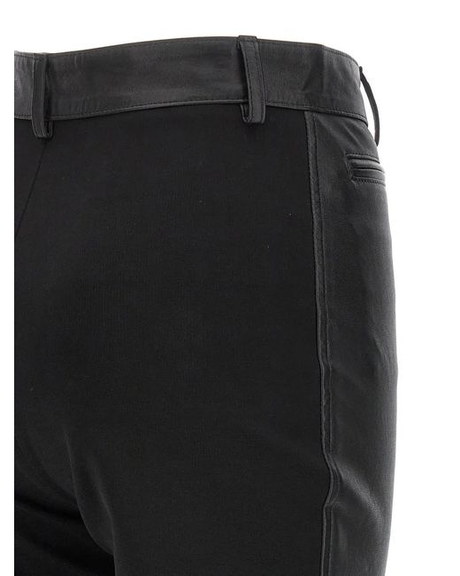 David Koma Black Leather-Panel Leggings