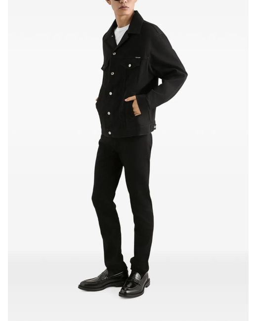 Dolce & Gabbana Black Button-Up Denim Jacket for men