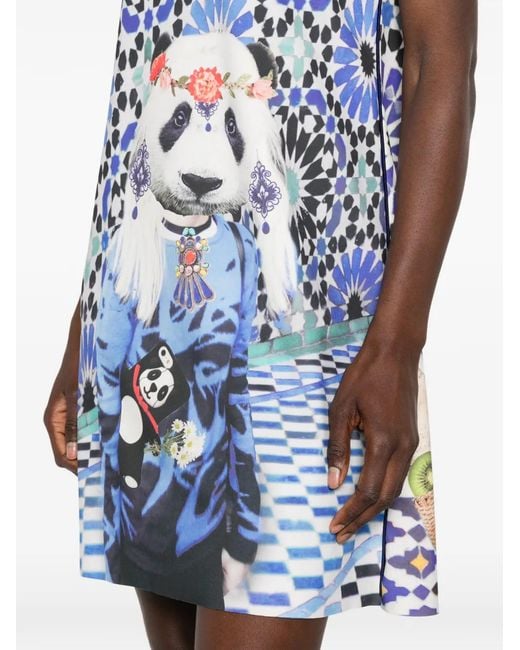 The Artistylist Blue Graphic-Print Sleeveless Mini Dress