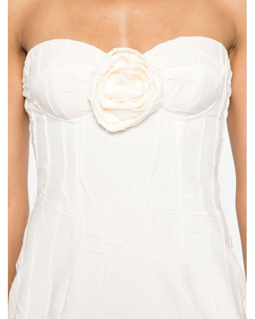 Blumarine White Floral-appliqué Mid Dress