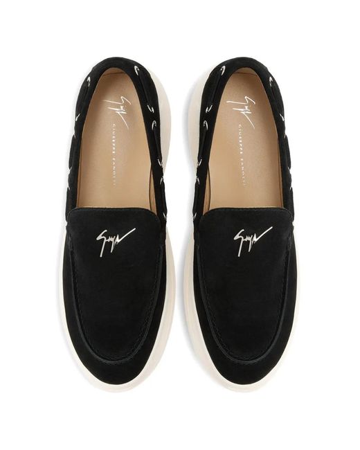 Giuseppe Zanotti Black Conley String Signature Metal Detail Loafers for men