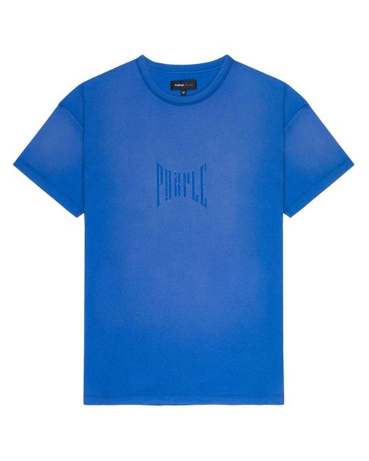 Purple Brand Blue Logo-print Cotton T-shirt for men