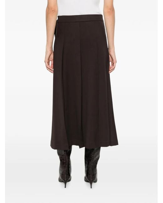 P.A.R.O.S.H. Black Pleated Wrap Midi Skirt