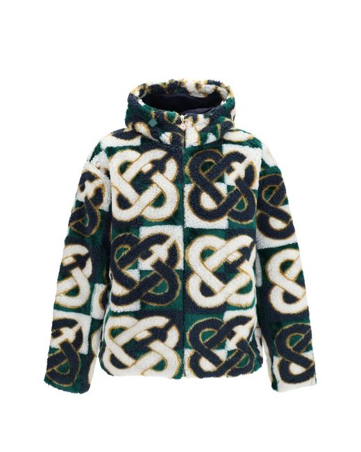 Casablanca Green Monogram-Pattern Fleece Jacket for men