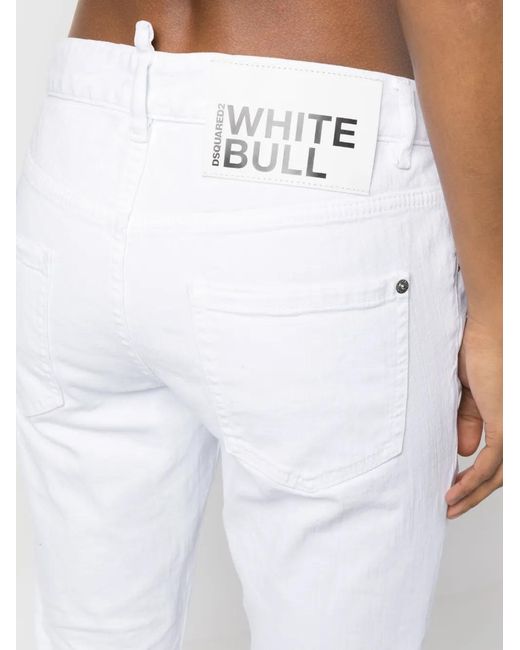 DSquared² White Straight-Leg Cropped Jeans