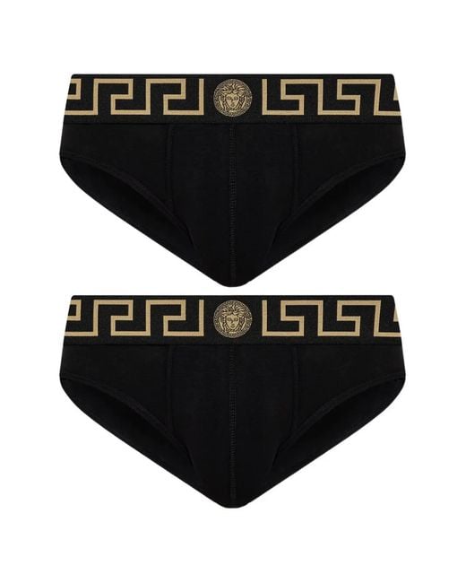 Pack De Dos Calzoncillos De Algodón Versace de hombre de color Black