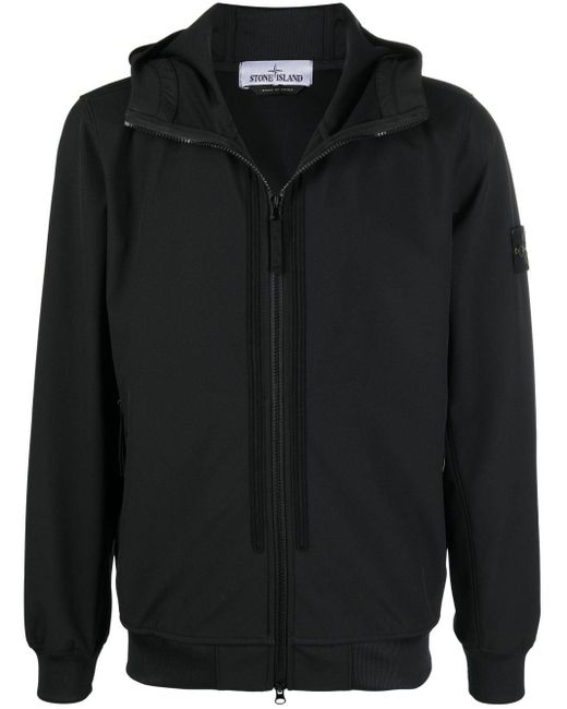 Stone Island Black Compass-patch Hooded Jacket for men