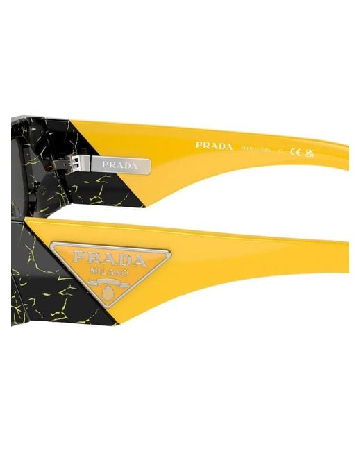 Prada Black Two-Tone Logo-Arm Sunglasses for men