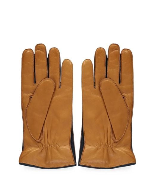 Moorer Brown Topstitched Leather Gloves for men