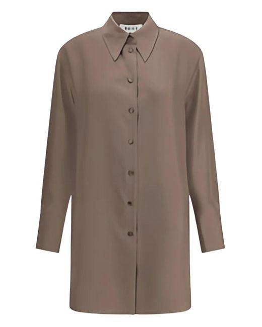 Rohe Brown Button-Front Silk Shirt