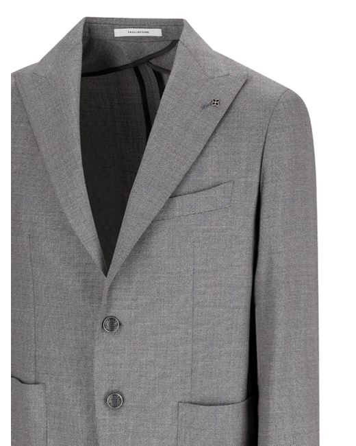 Tagliatore Gray Single-Breasted Patch-Pocket Jacket for men