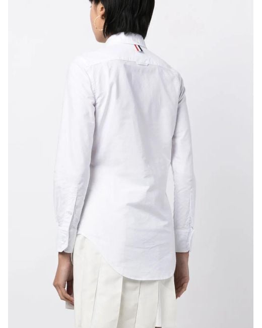 Thom Browne White Hemd Mit Logo-Patch