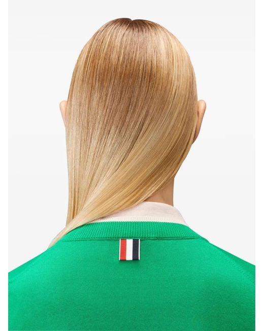 Thom Browne Green 4-Bar Short-Sleeve Cardigan