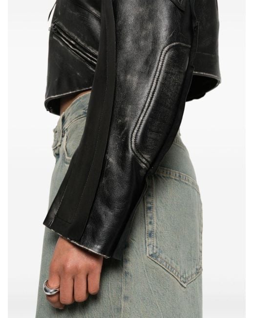 Acne Black Patchwork Leather Jacket