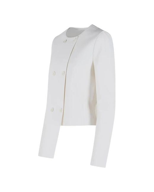 Courreges White Double-Breasted Ribbed-Panel Jacket